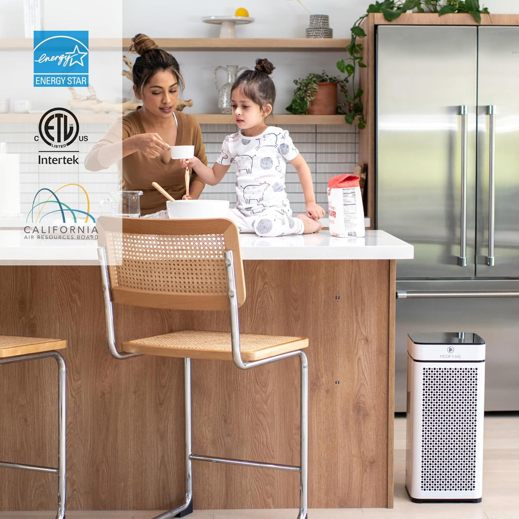 Medify MA-40 Air Purifier with True HEPA H13 Filter | 546.5 M² Coverage in 1Hr for Smoke, Wildfires, Odors, Pollen, Pets | Quiet 99.9% Removal to 0.1 Microns | White, 1-Pack