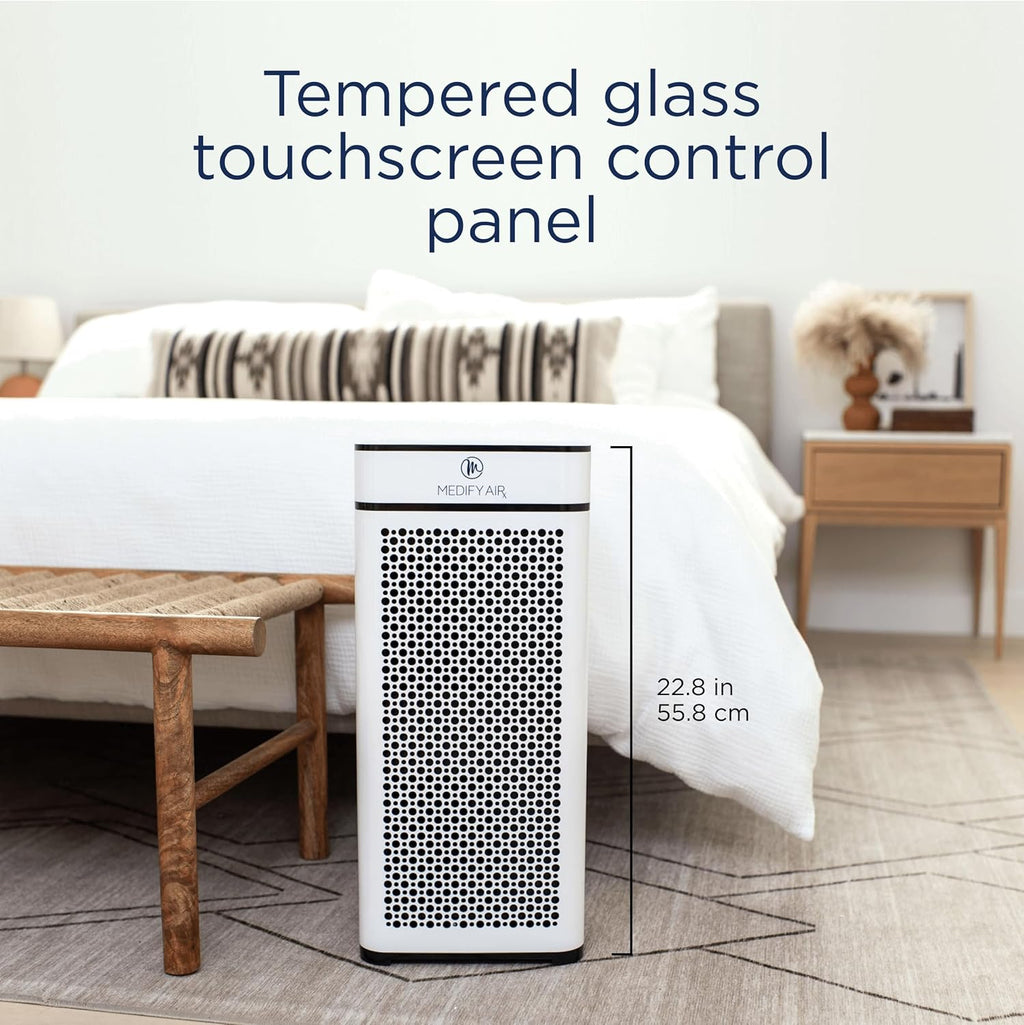 Medify MA-40 Air Purifier with True HEPA H13 Filter | 546.5 M² Coverage in 1Hr for Smoke, Wildfires, Odors, Pollen, Pets | Quiet 99.9% Removal to 0.1 Microns | White, 1-Pack